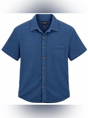 J.Crew Men’s Large Blue Textured Short Sleeve Button Down Shirt Casual Pocket